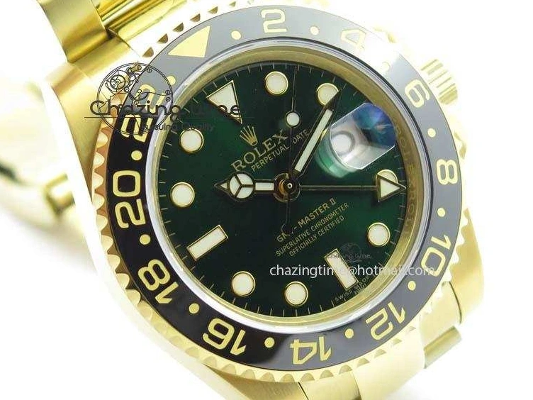MiroTime 0216 SportInspired GMT-Master II 116718LN YG Bp-Maker Green Dial Ceramic Bezel On YG Bracelet A 3777